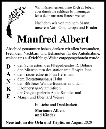 Traueranzeige von Manfred Albert