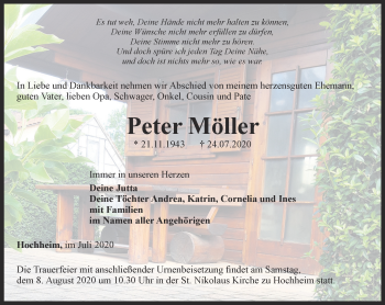 Traueranzeige von Peter Möller von Thüringer Allgemeine, Thüringische Landeszeitung