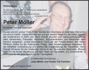 Traueranzeige von Peter Möller von Thüringer Allgemeine, Thüringische Landeszeitung