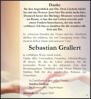 Traueranzeige von Sebastian Grallert von Thüringer Allgemeine