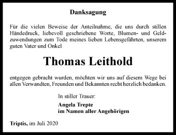 Traueranzeige von Thomas Leithold