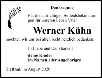 Traueranzeige von Werner Kühn von Thüringer Allgemeine, Thüringische Landeszeitung