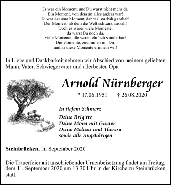 Traueranzeige von Arnord Nürnberger