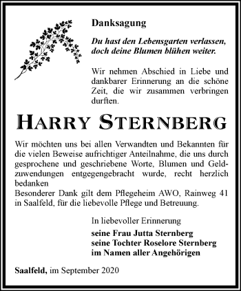 Traueranzeige von Harry Sternberg