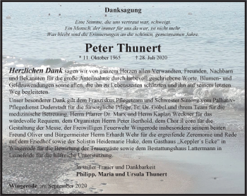 Traueranzeige von Peter Thunert von Thüringer Allgemeine