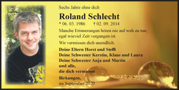 Traueranzeige von Roland Schlecht von Thüringer Allgemeine