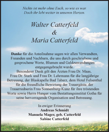 Traueranzeige von Walter und Maria Catterfeld