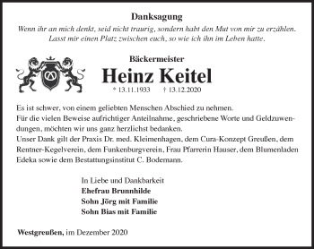 Traueranzeige von Heinz Keitel