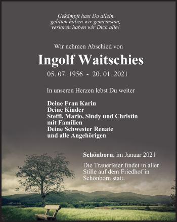 Traueranzeige von Ingolf Waitschies