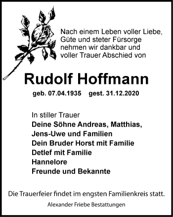 Traueranzeige von Rudolf Hoffmann