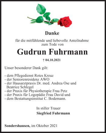 Traueranzeige von Gudrun Fuhrmann