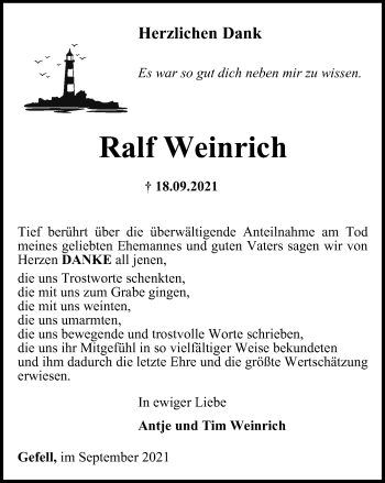 Traueranzeige von Ralf Weinrich von Ostthüringer Zeitung