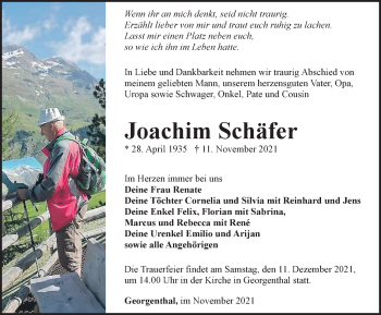 Traueranzeige von Joachim Schäfer