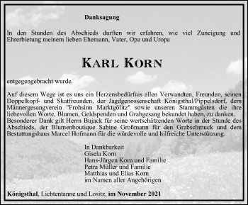 Traueranzeige von Karl Korn