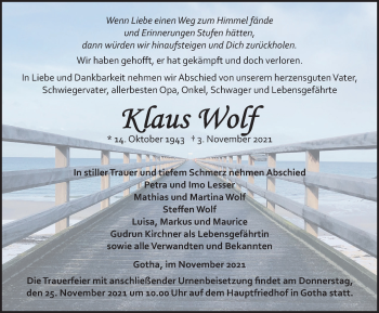 Traueranzeige von Klaus Wolf