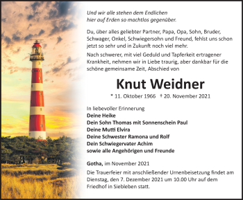 Traueranzeige von Knut Weidner