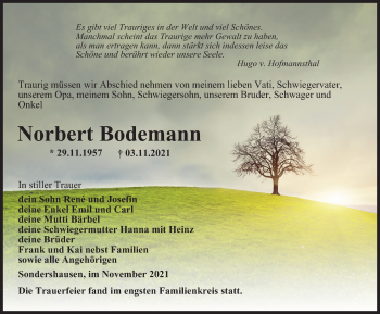 Traueranzeige von Norbert Bodemann