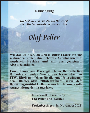 Traueranzeige von Olaf Peller