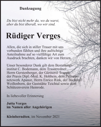 Traueranzeige von Rüdiger Verges