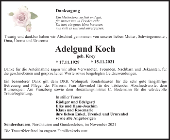 Traueranzeige von Adelgund Koch