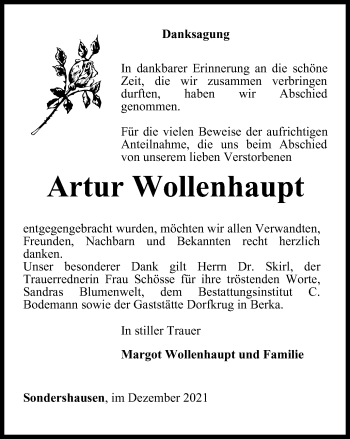 Traueranzeige von Artur Wollenhaupt