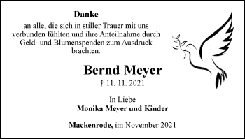 Traueranzeige von Bernd Meyer von Thüringer Allgemeine
