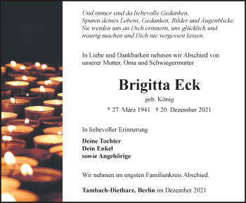 Traueranzeige von Brigitta Eck