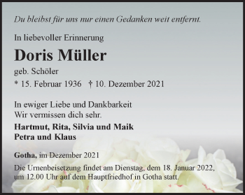 Traueranzeige von Doris Müller