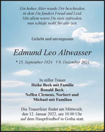 Traueranzeige von Edmund Leo Altwasser