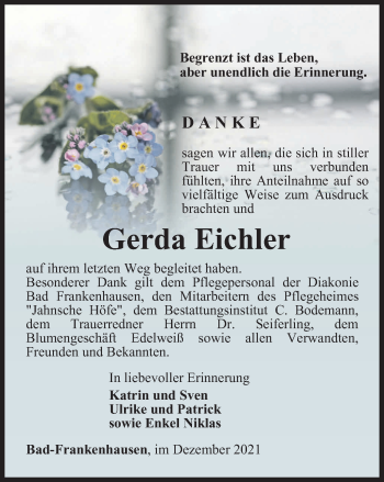 Traueranzeige von Gerda Eichler