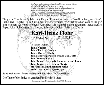 Traueranzeige von Karl-Heinz Flohr