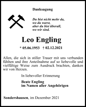 Traueranzeige von Leo Engling