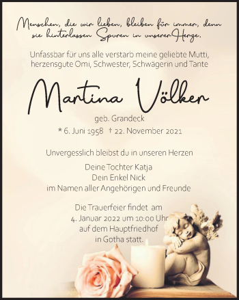 Traueranzeige von Martina Völker