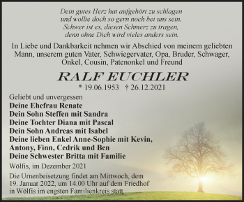 Traueranzeige von Ralf Euchler von Thüringer Allgemeine, Thüringische Landeszeitung