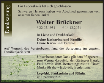 Traueranzeige von Walter Brückner