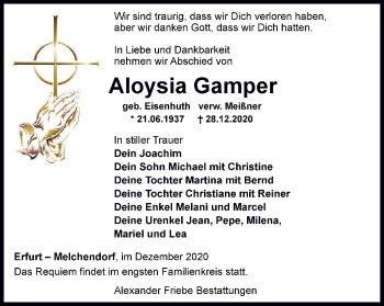 Traueranzeige von Aloysia Gamper