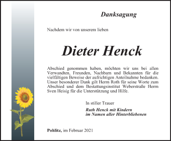 Traueranzeige von Dieter Henck