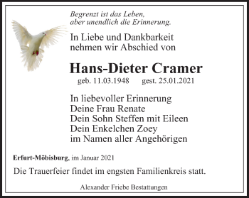 Traueranzeige von Hans-Dieter Cramer