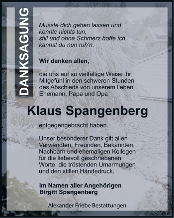 Traueranzeige von Klaus Spangenberg