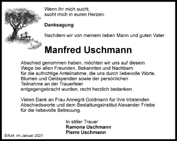 Traueranzeige von Manfred Uschmann