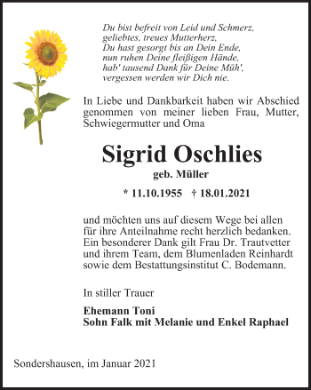 Traueranzeige von Sigrid Oschlies