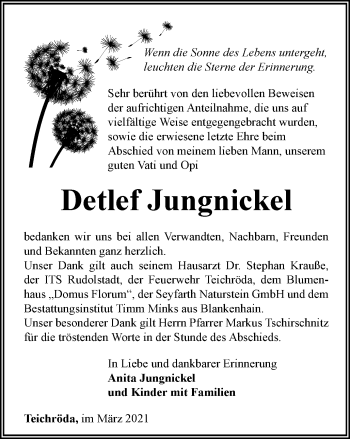 Traueranzeige von Detlef Jungnickel