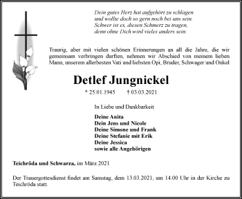 Traueranzeige von Detlef Jungnickel