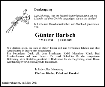 Traueranzeige von Günter Barisch