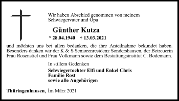 Traueranzeige von Günther Kutza