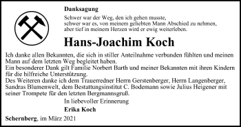 Traueranzeige von Hans-Joachim Koch