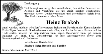 Traueranzeige von Heinz Brokob