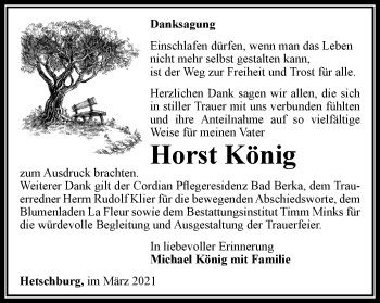 Traueranzeige von Horst König