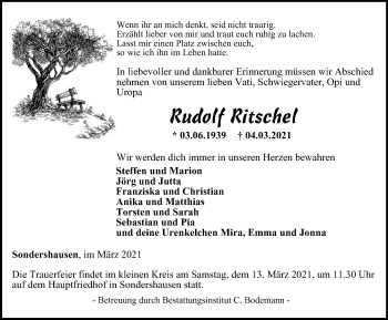 Traueranzeige von Rudolf Ritschel