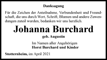 Traueranzeige von Johanna Burchard